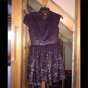 Purple and silver mini dress